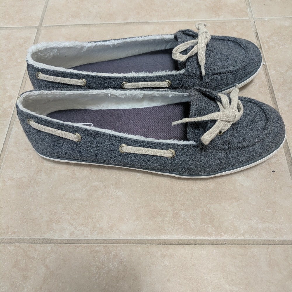 Gray Keds boat shoes